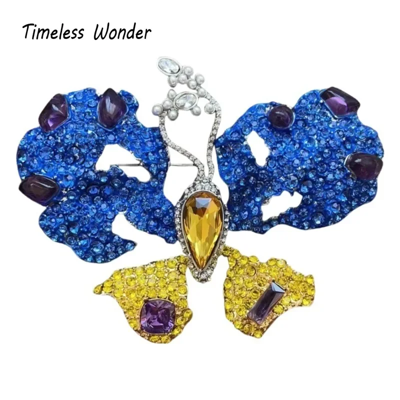 

Timeless Wonder Fantasy Zircon XL Butterfly Brooches for Women Designer Jewelry Runway Party Luxury Gift Rare Broches Cute 5283