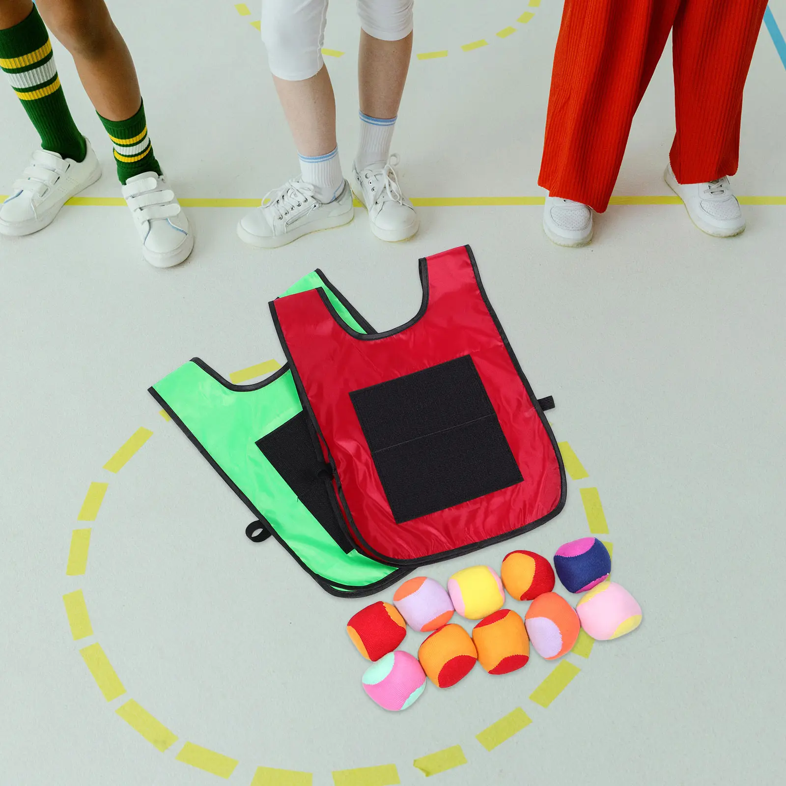 1セット子供用粘着ボールベスト屋外ゲームセット親子インタラクティブ粘着ボールゲームソフトドッジボール裏庭パーティーグループプレイ