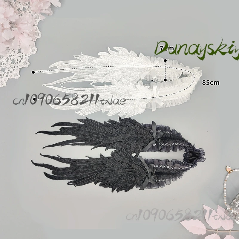 غطاء رأس جناح لوليتا القوطية لجميع القديسين/عيد الميلاد/أوكتوبرفيست/عيد الفصح - أجنحة الملاك القابلة للفصل مع حواف من الدانتيل