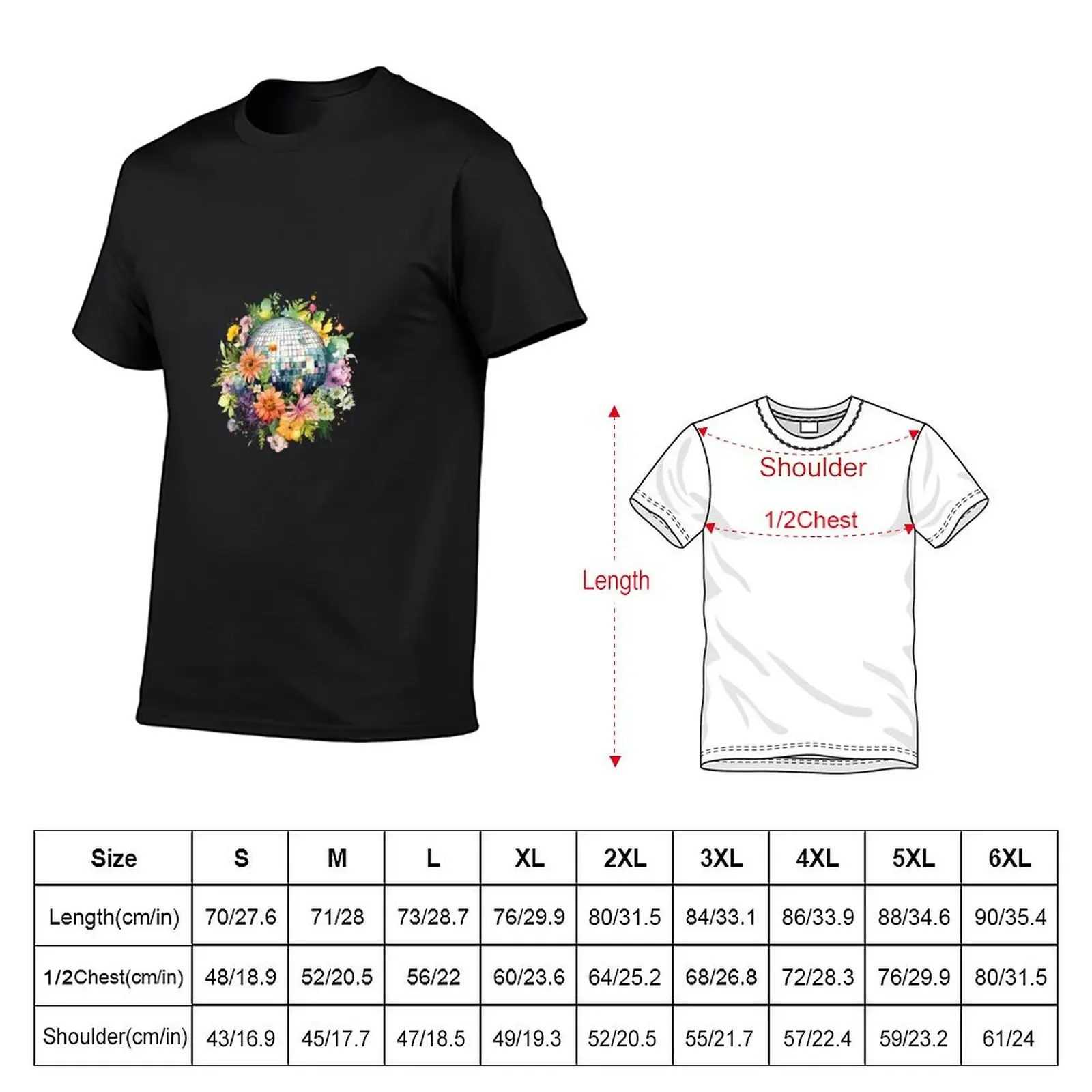 Vintage Style disco ball with Flowers, Retro style T-Shirt oversizeds tops men clothing