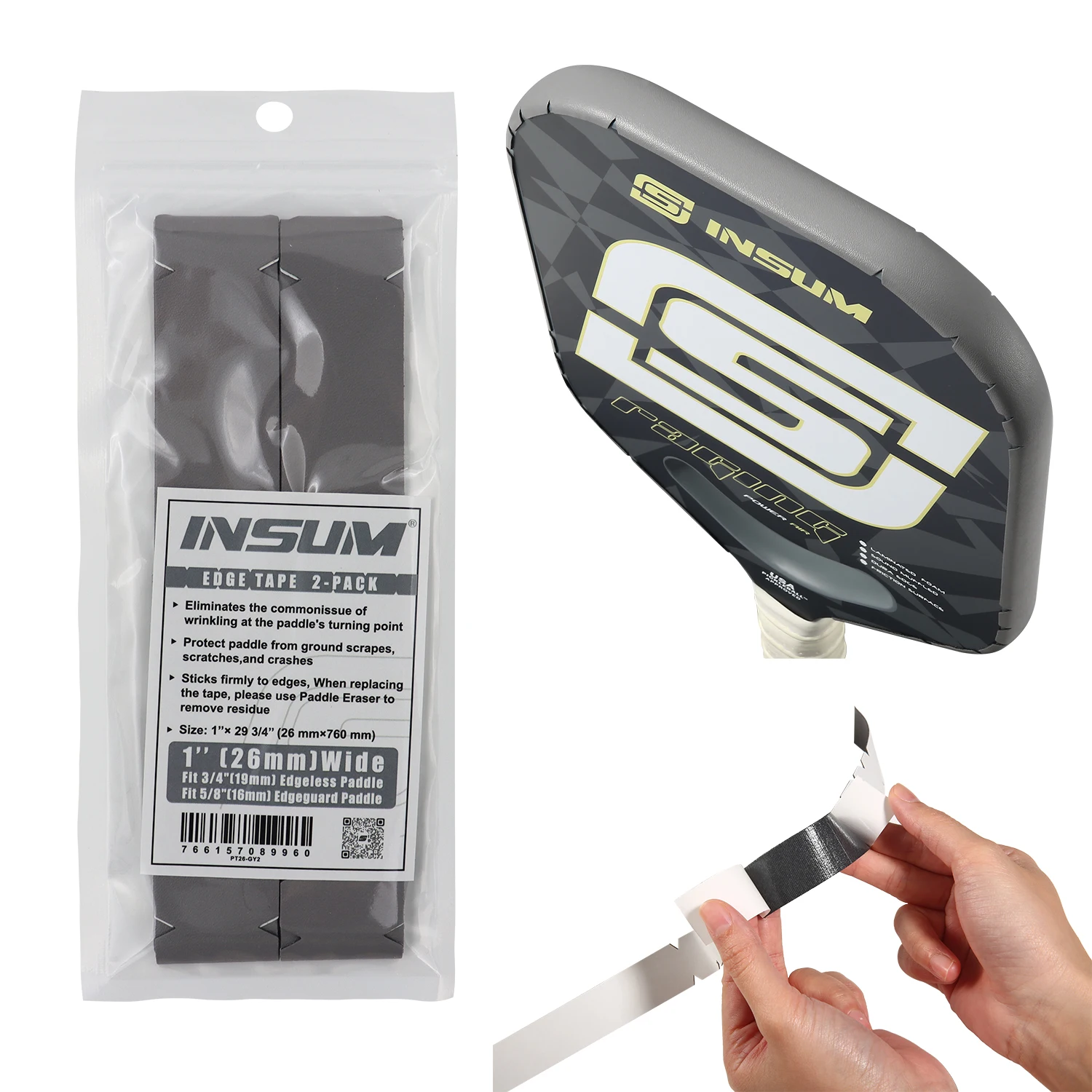 Taśma Pickleball Paddle Edge - Taśma Pickleball o szerokości 20 mm/23 mm/26 mm - Pasuje do większości rozmiarów taśm ochronnych krawędzi Pickleball Rackets