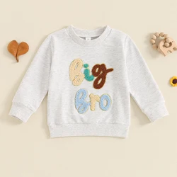 Newborn Boys Sweatshirts Fuzzy Letter Embroidery Long Sleeve Pullovers Fall Winter Baby Jumpers Tops