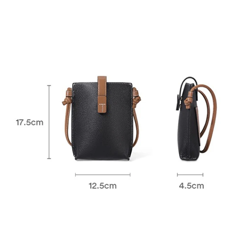 Ladies Leather Mobile Phone Bag First Layer Leather Small Satchel Bag Simple One Shoulder Messenger Bag Versatile Couple Bag