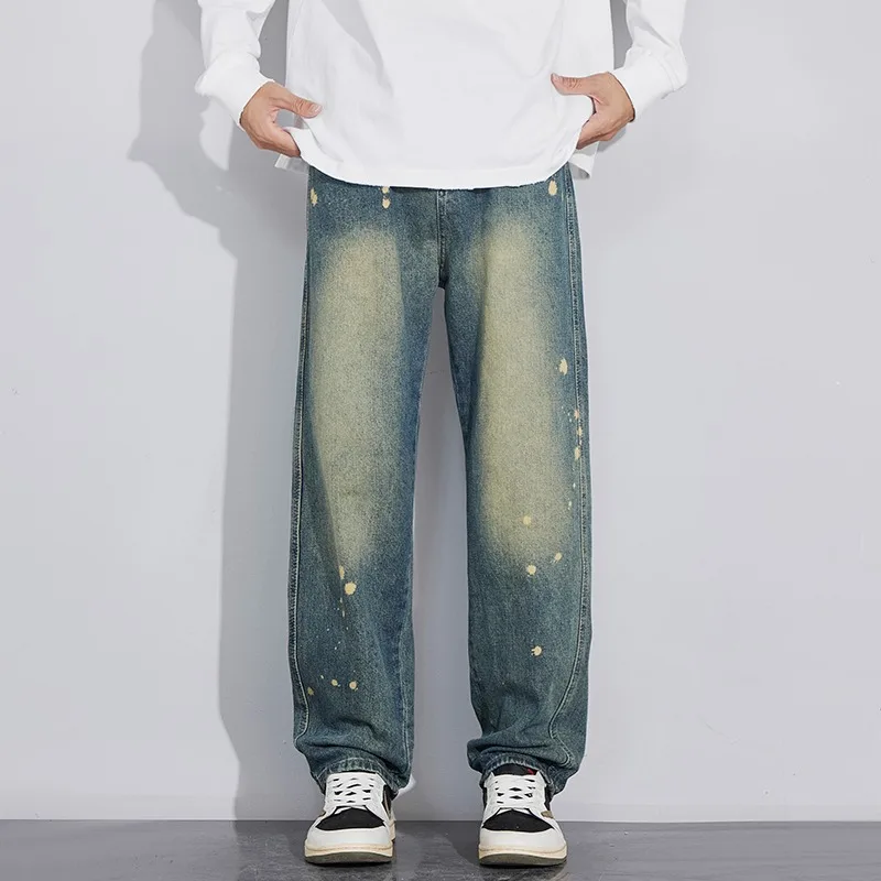 

Streetwear Protection Jeans Y2K Men's Pants Casual Vintage Brown Baggy Jeans High Waisted Wide Leg Pants Joggers Men