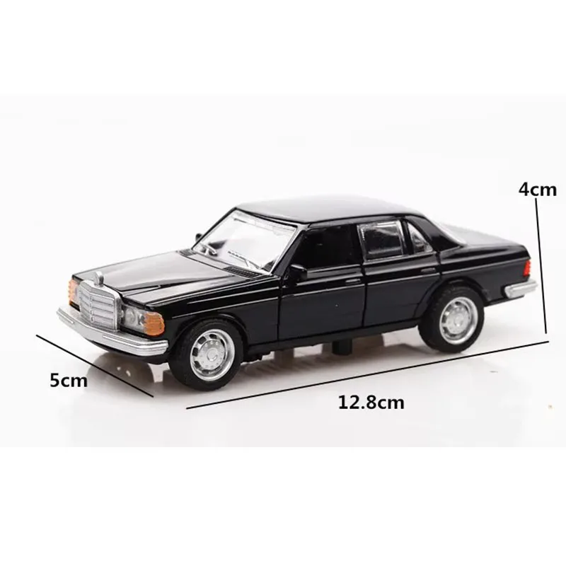 Carro clássico e-class w123, 1/36, carro retrô, função reversa, modelo com 2 portas abertas, simulação, brinquedo infantil com caixa original