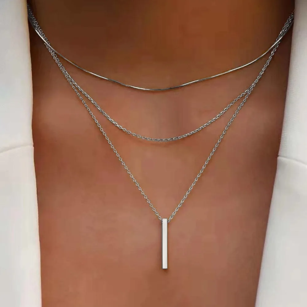 Simple Personalized Love Necklace Multilayer Luxurious Personality Multi-layered Necklace Y2K Style Pendant Clavicle Chain