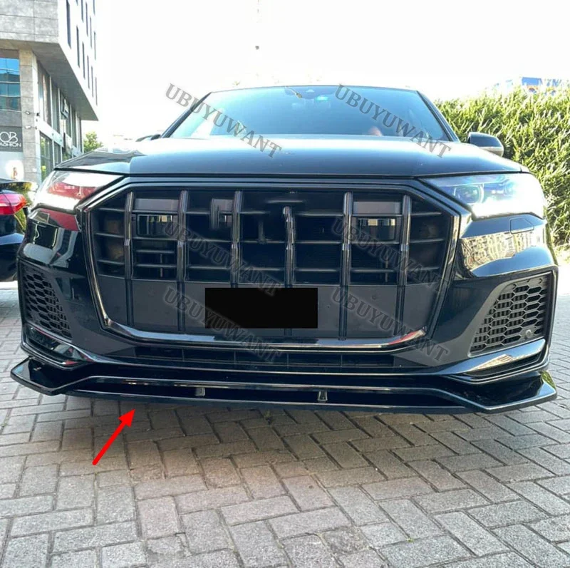 4-teiliges Set für AUDI SQ7 Q7 S-line MK2 4M 19-24 ABS Glänzend Schwarze Frontstoßstangen-Lippenspoiler Splitter Karosserie-Kit Schutzabdeckungen Zierleisten