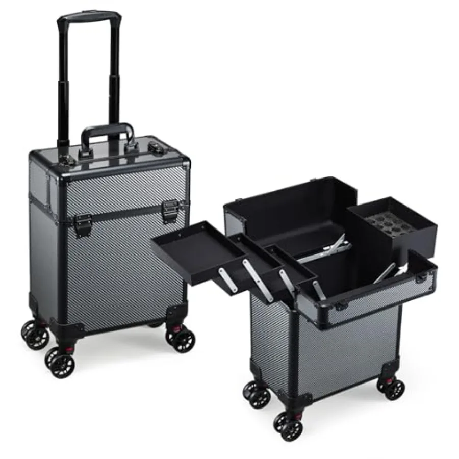 

Rolling Makeup Ca Cosmetolo Ca on Weels Makeup Train Ca Profional Vaty Ca wit Trays for Women Lar Travel Makeup ox Orgazer Make