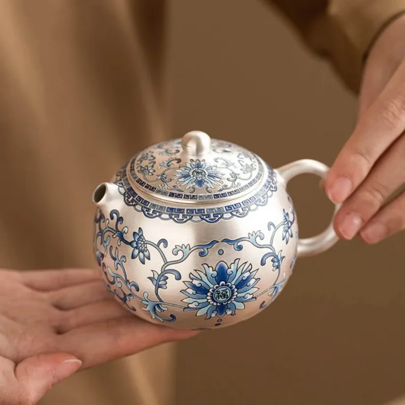 

Роспись вручную, серебро 999 пробы, чайный сервиз: 1 чайник, 2 чашки. Элитный, легкий люкс. Портативный для путешествий. Для чаепития Кунг-фу.