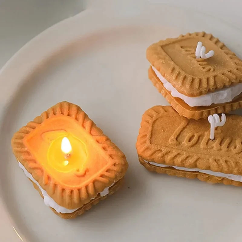 Sandwich Biscuit Scented Candle Simulation Modeling Candle Diy Plaster Baking Cake Mold Cake Decorating Home Decor Birthday Gift