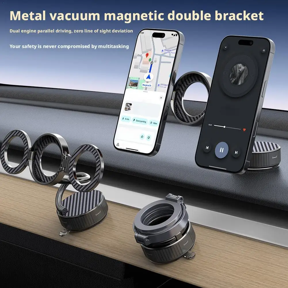 

Для двуглавого магнитного держателя телефона, вращающаяся присоска, автомобильное крепление, кронштейн для телефона, складная регулируемая подставка для телефона, приборная панель