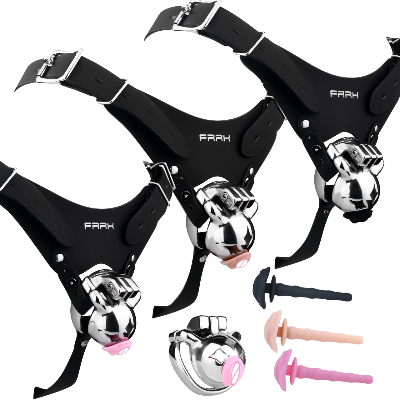 FRRK النيزك الفم الصغير السيسيس ذكر العفة قفص انفصال سيليكون قسطرة الإحليل الكبار BDSM حزام SM الجنس لعب للرجل #2