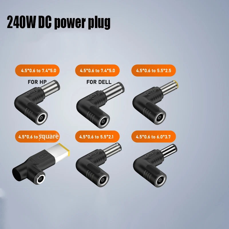 240W DC Power Adapter 4.5*3.0mm Female to 7.4*5.0mm Square plug 6.0*3.7mm 5.5*2.5mm 5.5*2.1mm For Hp Dell Lenovo ASUS