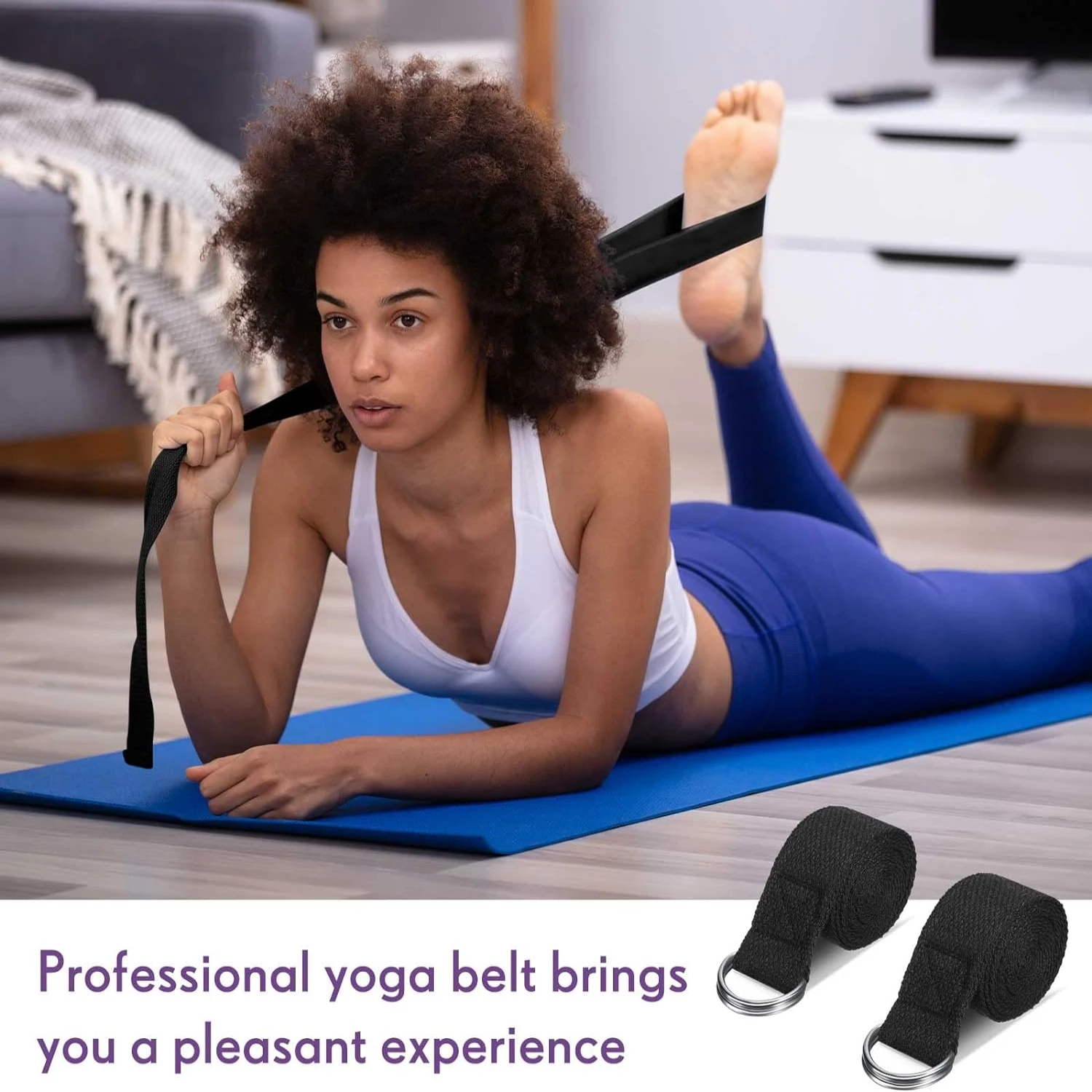 Enhance Your Pilates Routine with Customizable Ultimate Flexibility D-Ring Yoga Strap Loop - Achieve Effortless Stretching Exerc