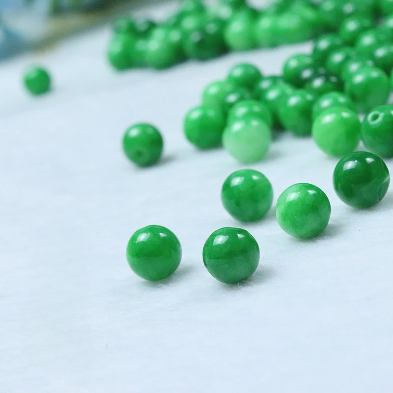 

Wholesale Green Jade Round Beads Loose Beads Jewelry Accessories 30PC/LOT