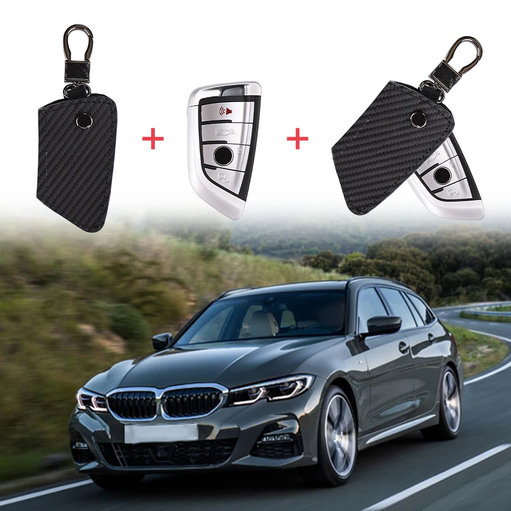 For BMW Key Chain New Carbon Fiber Car Keychain Leather Key Case Cover For BMW 1 3 5 6 Series X5 X6 Z4 Car Accessory Car Styling