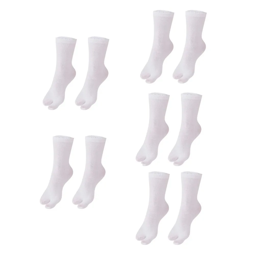 

5Pairs Anti Slip Two Toed Cotton Socks Mid-calf Business Toe Separator Socks Women Men Solid Color Short Tube Socks Summer