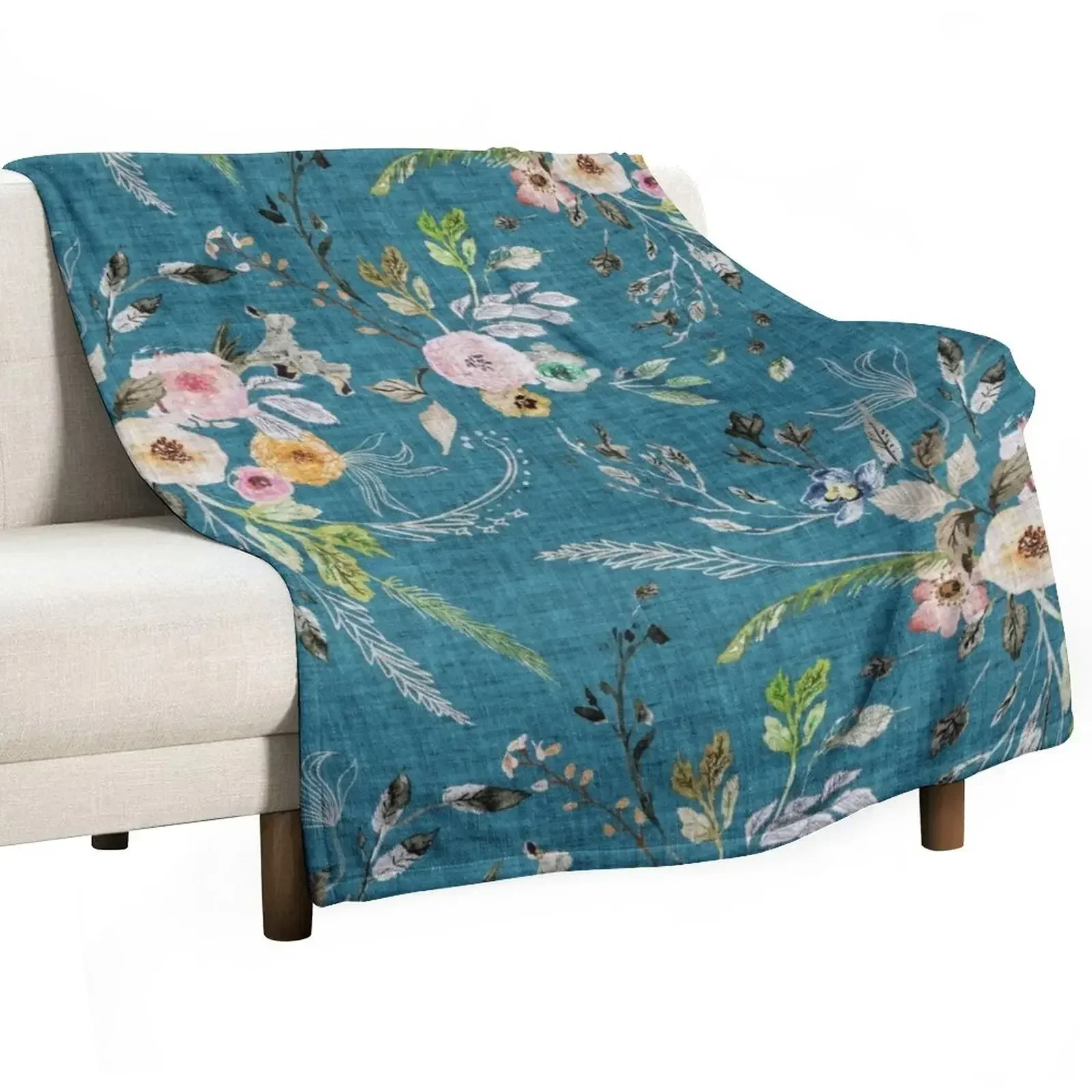 

La Boheme Teal Floral Throw Blanket Bed linens valentine gift ideas Blankets