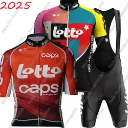 2025 Lotto Team Cycling Jersey Set Summer Cycling Clothing Men's Kit Road Bike Shirts Suit Bicycle Bib Shorts MTB Uniform