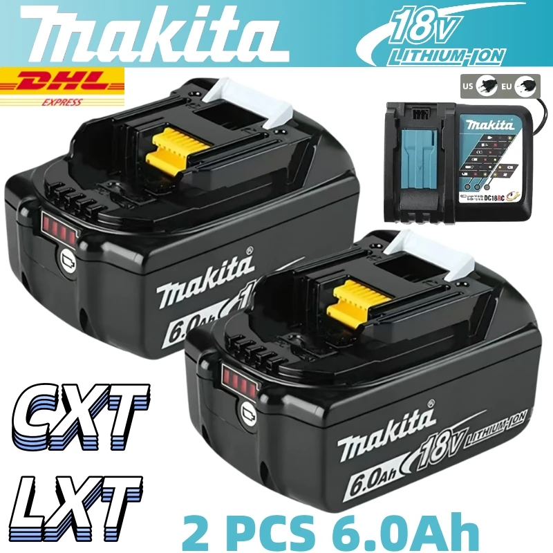 

Authentic Makita 18V Battery Pack, 18V 6Ah Batterie Makita 18V Lithium, with LED Power Indicator, ️Shock Resistant Design