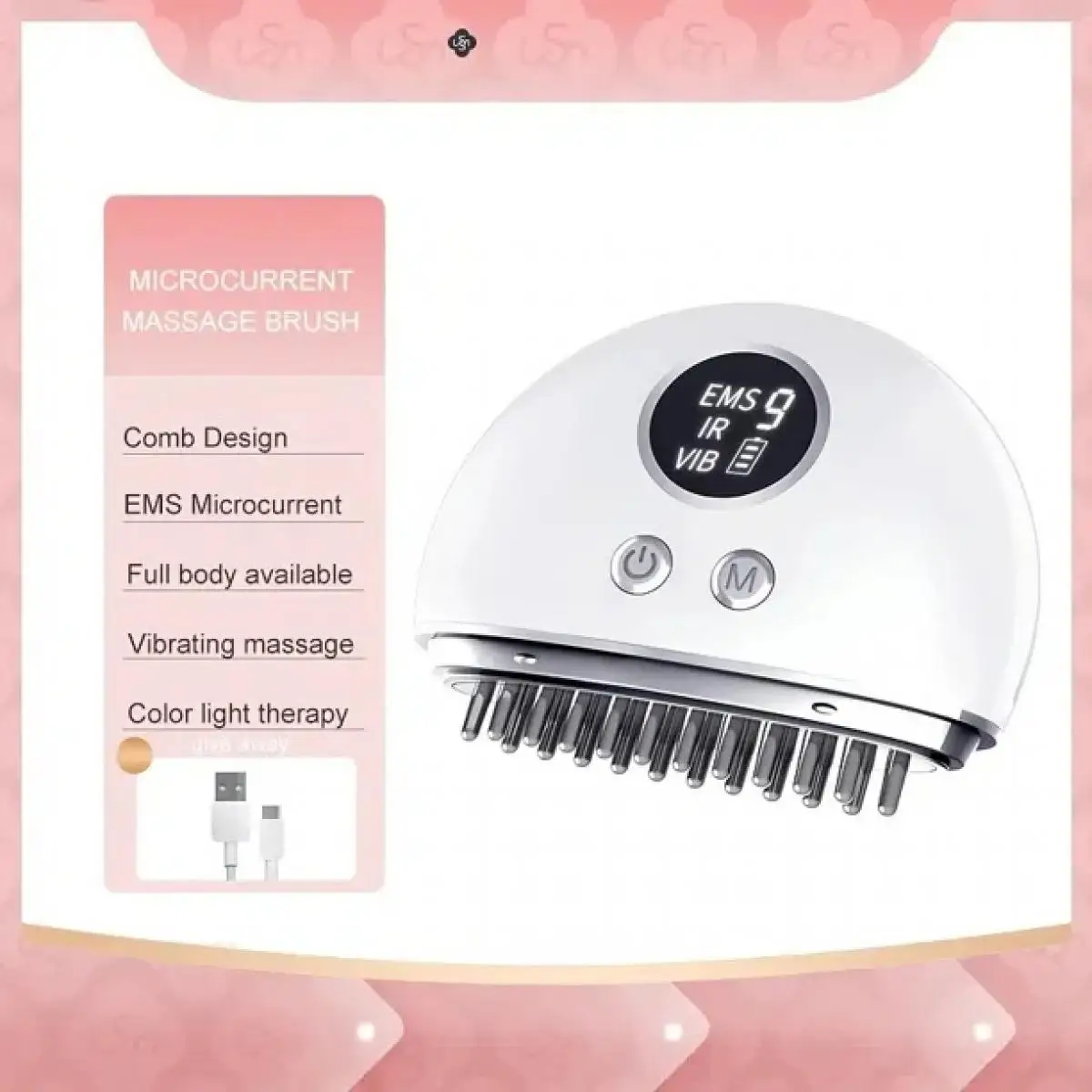 Electric Body Massage Guasha Tool Comb Head, EMS Microcurrent, 4 Light Mode for Muscle Relief Blood Circulation,Face Lifting - Image 2