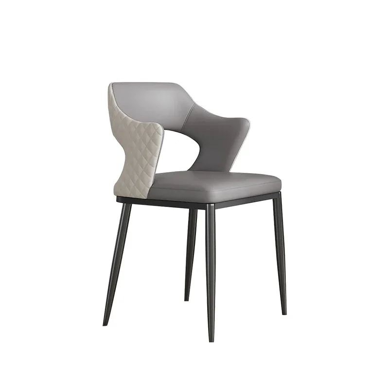 

Minimalist leather dining chair Modern simple living room Home dining table and chairs with armrests High-end chair Back chair D