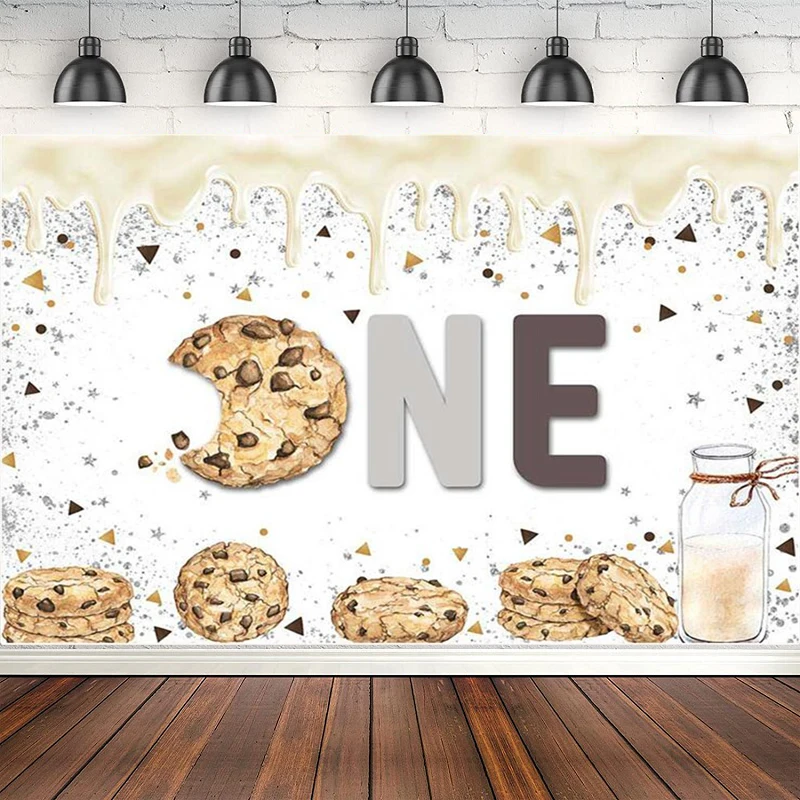 Cookies Carnival First Birthday Photography Backdrop Silver Glitter Background Fiesta Dessert Table Decor Photo Studio Poster