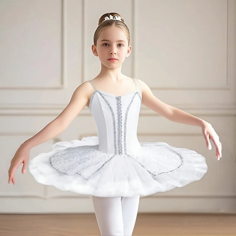 女の子のプロのバレエパフォーマンスドレス新しい大人子供用スワンレイクチュチュスカート、ダンス競技会やパフォーマンス用