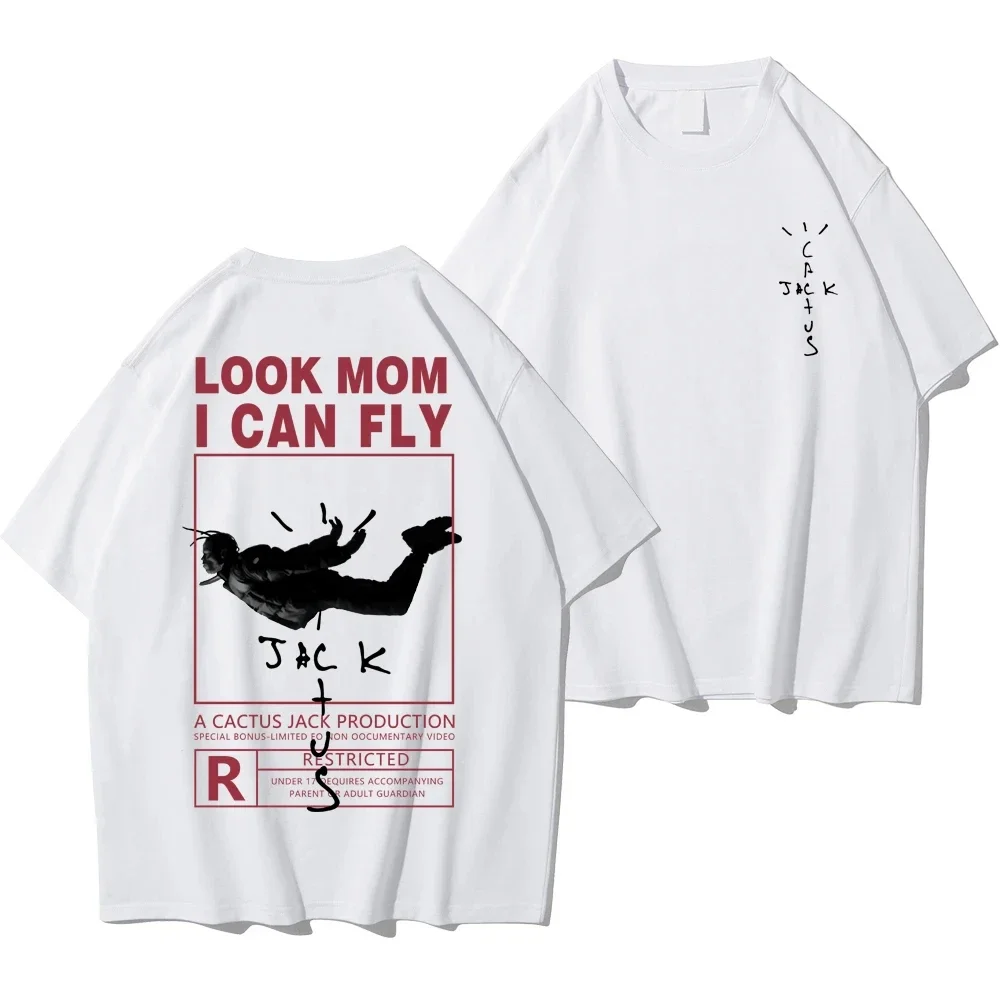 HOT SALE Street Cactus-Jack T-shirt Cotton Men Women LOOK MOM I CAN FLY Tee ASTROWORLD Hip Hop Short Sleeve Tshirts 80390