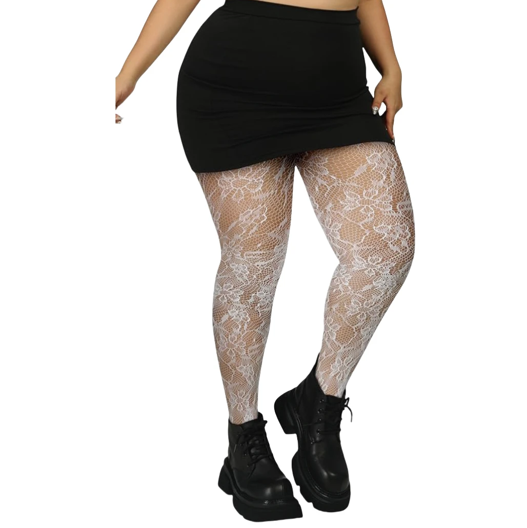 

Lenceria Sexy Bodystockings for Women Underwear Flower Fishnet Legging Black White Pantyhose Plus Size Tights