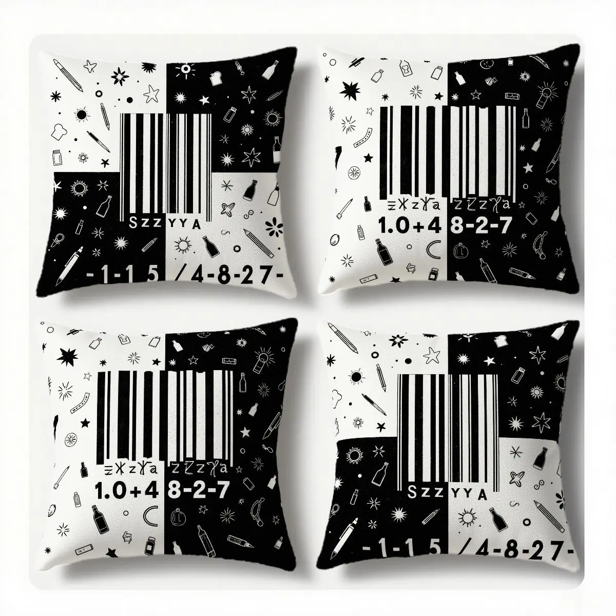 

4-Piece Running Barcode Pattern Pillow Covers, Modern Minimalist Sofa Decoration, Add Fashion & Personality, Enhance Home Style,