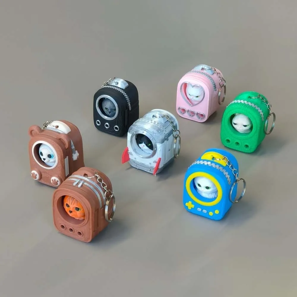 PLA 3D Printed Keychain Vibrant Shades Lightweight Build Mini Backpack Pendant Rigid Shell Smooth Finish Trendy Bag Charm