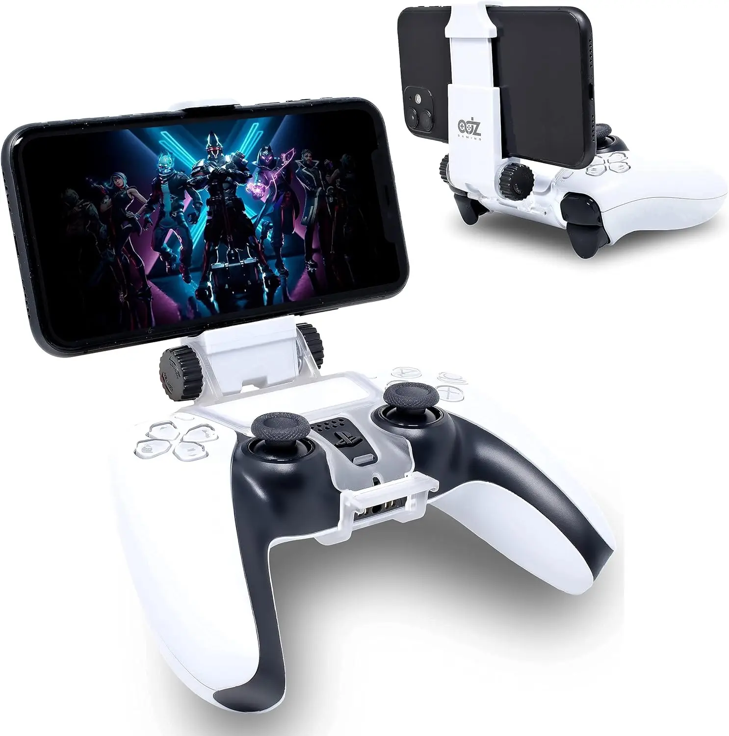 Adjustable Phone Clip Mount for PS5 DualSense Controller, Universal Mobile Phone Holder Bracket for PlayStation 5 Gamepad, 360 Degree Rotation Smartphone Clamp for Android IOS Cellphone Gaming Accessories