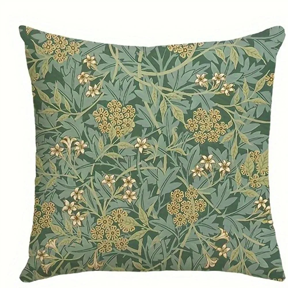 Home Room Decorative Pillow Cover Retro Plant Flower Pattern Printed Pillow Cover Living Room Sofa Chair Cushion Cover