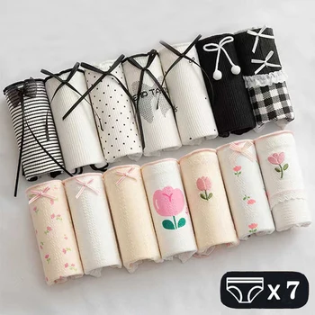 7 sztuk bawełniane kreskówki śliczne majtki dziewczęca krótka bielizna dla kobiet majtki damskie kobiece przytulne figi seksowna bielizna M-XL