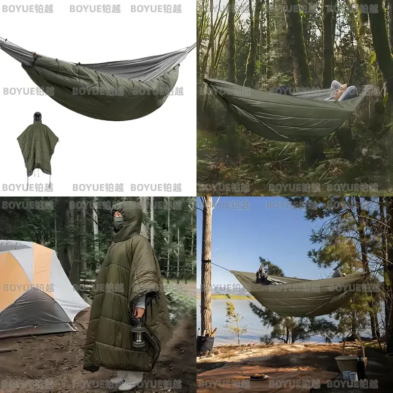 Portable Multifunctional Winter Warm Sleeping Bag Hammock Outdoor Camping Cotton Underquilt Poncho Warm Hammocks Swing Cover