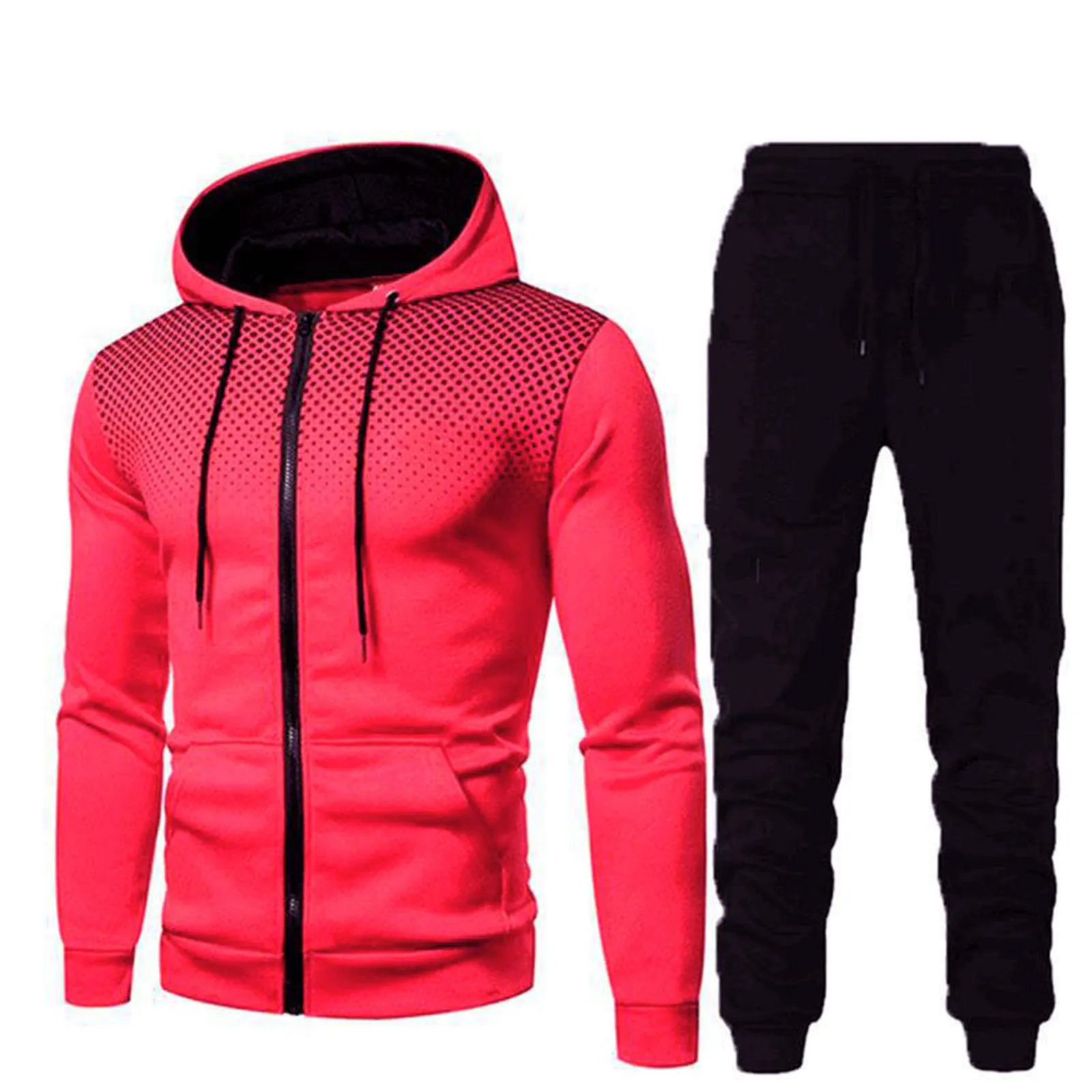 Suit Sweatshirt Winter Sports Men's With Dots Fitness And Casual Hoodie Pants Men Suits Sets Men's Autumn Hooded Jacket