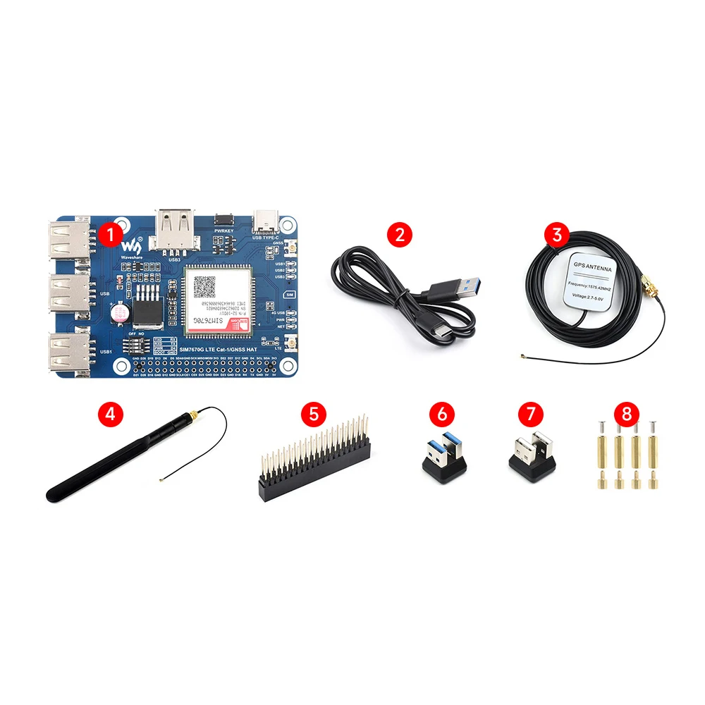 4G LTE Cat-1 GNSS Module USB HUB Expansion Board HAT Starter Kit for RPI Raspberry Pi 0 Zero 2 W 2W 0W 3B Plus 4B 4 5 Extension