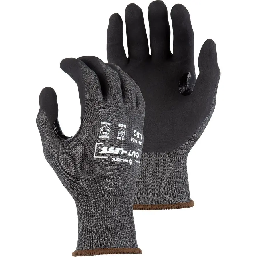 

357465 L CutLess Korplex Glove with Foam Nitrile Palm, Cut Resistant, Touch Screen Capable, Long Knit Cuff, PreCurved Finger Des