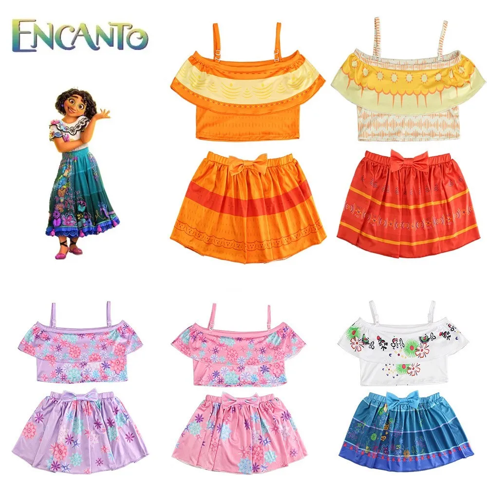 

NEW Girl Swimsuit Children's Encanto Mirabel Isabela Kids New Swimwear Sets Bathing Children Suit Princess Pool Party