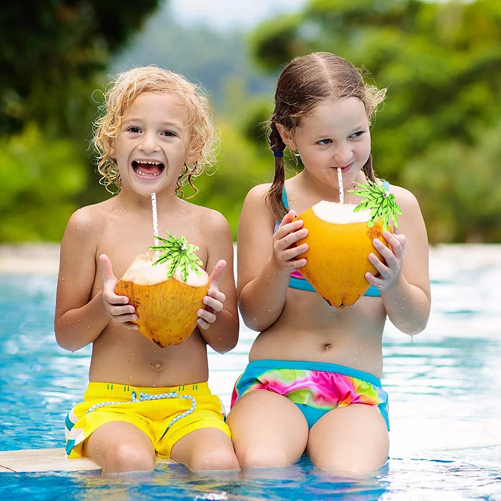 A44T60 шт., зеленая тропическая кокосовая пальма, бумажные зонтики, выборки для коктейлей, зонтики для кексов для гавайской вечеринки