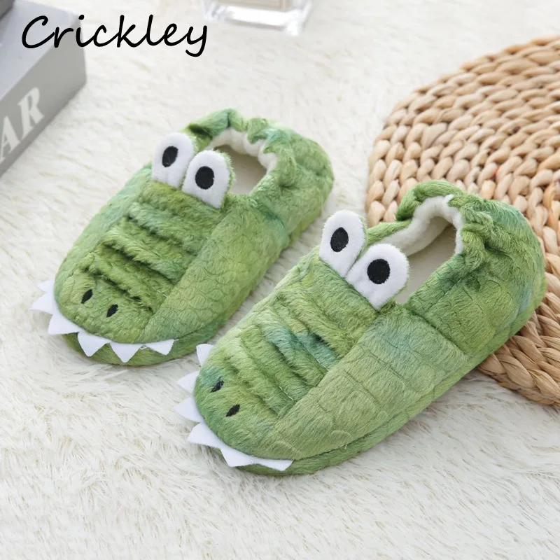 Autumn Winter Crocodile Children Slippers Cartoon Non Slip Boys Girls Slippers Warm Floor Soft Bottom Kids Home Shoes