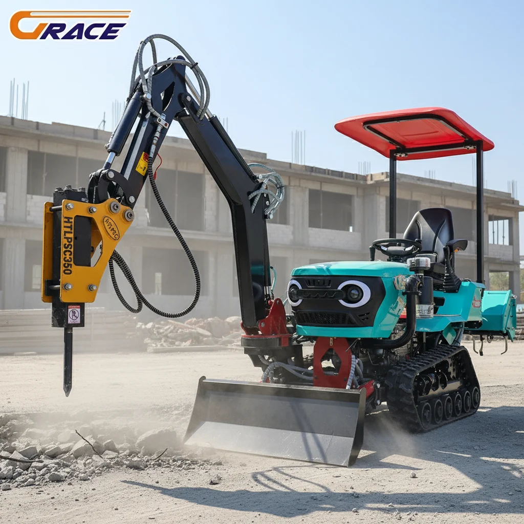 

Customize Multifunctional Crawler Tractor With Backhoe Attachment For Farm