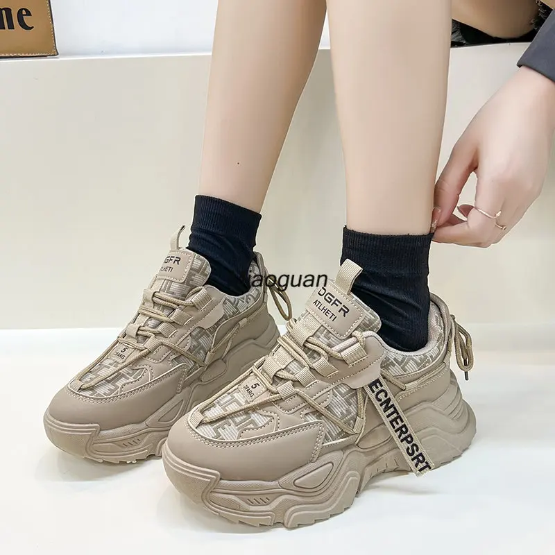 Trendy Women Sneakers 2023 Non-slip for Woman Plush Sport Ladies White Winter CASUAL SNEAKER Autumn Winter Lace-up Designer Shoe