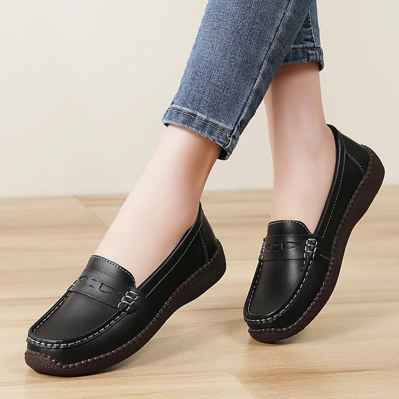 

Women's casual sneakers elegant leather shoes soft and comfortable upper lightweight casual shoes sweat absorbing daily