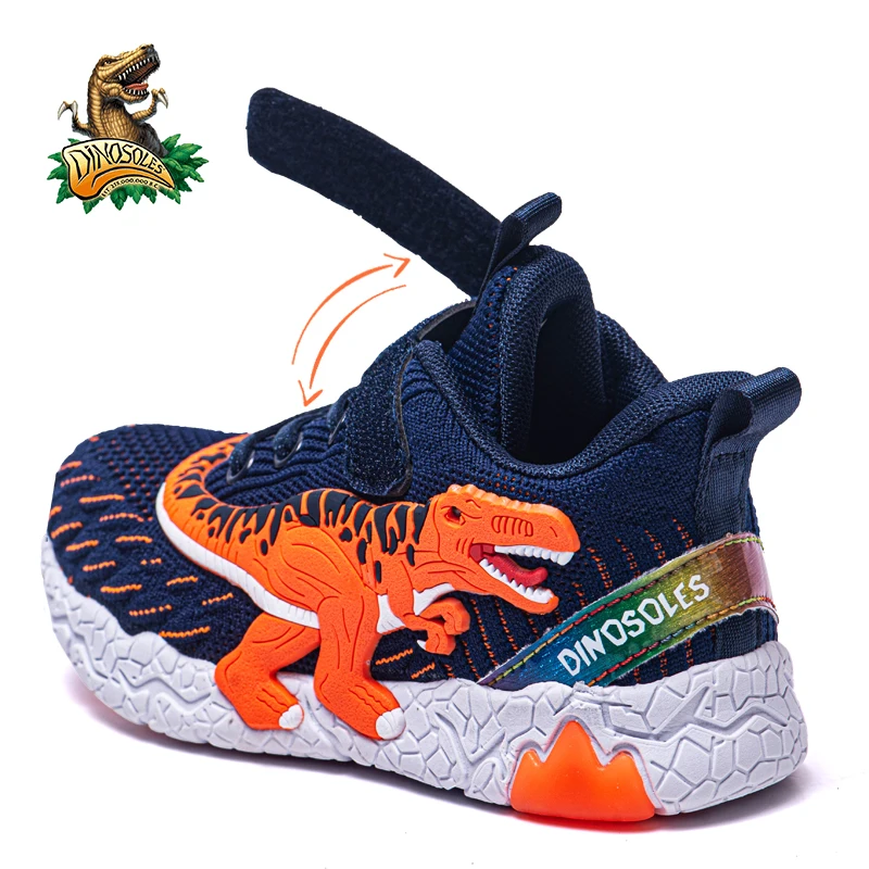 Dinosaur Shoes Boys Spring Flash mesh flash shoes children sports shoes leather surface boys