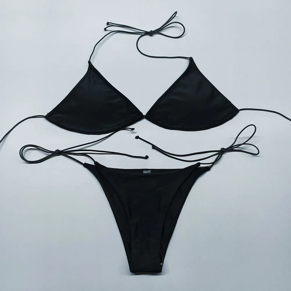 

Модный бикини LENITIVE FASHION из двухслойной ткани с широкими эластичными бретелями, молодежный стиль, треугольный вырез.