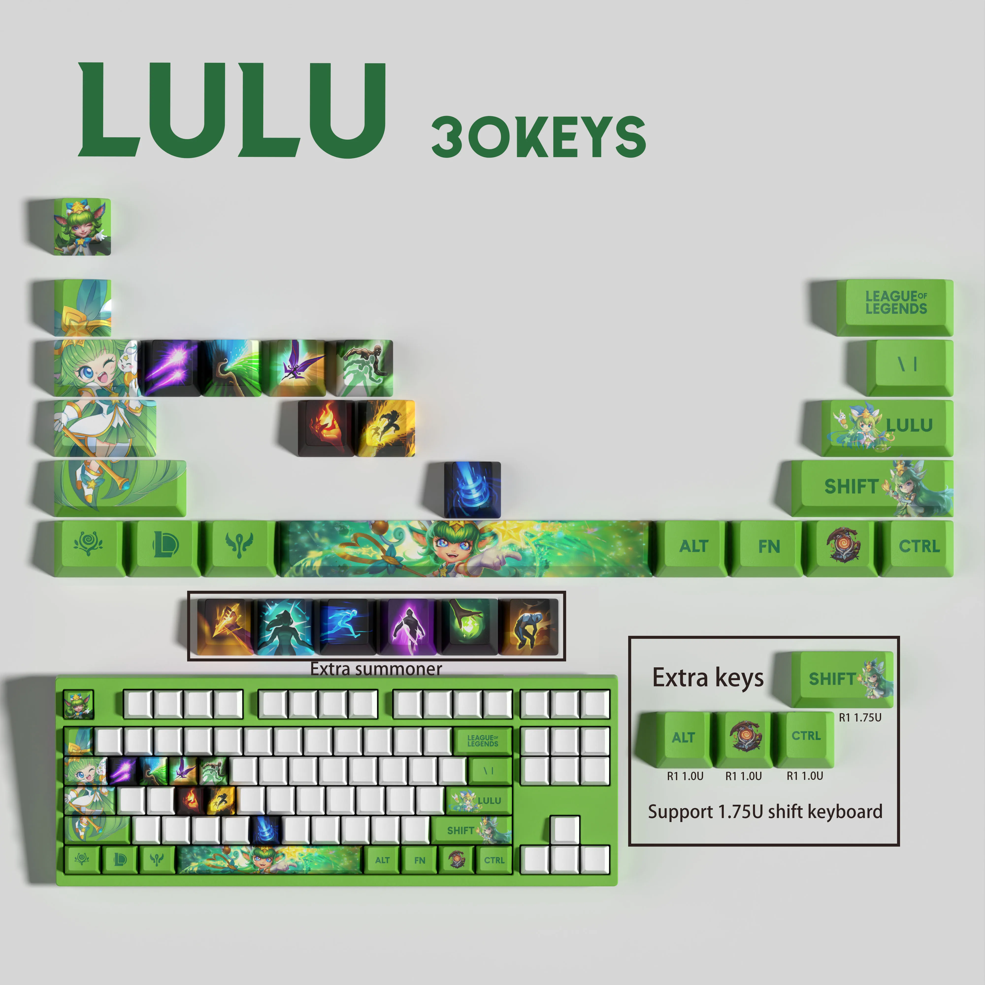 LULU KEYCAPS New design League of Legends keycaps 30KEYCAPS  OEM Profile Keycaps for mechanical keyboard