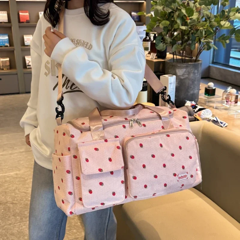 حقيبة كمبيوتر محمول لطيفة على شكل فراولة، حقيبة سفر، حقيبة يد، سعة كبيرة لحمل الأمتعة، حقيبة يد كاجوال، حقيبة رياضية ولياقة بدنية