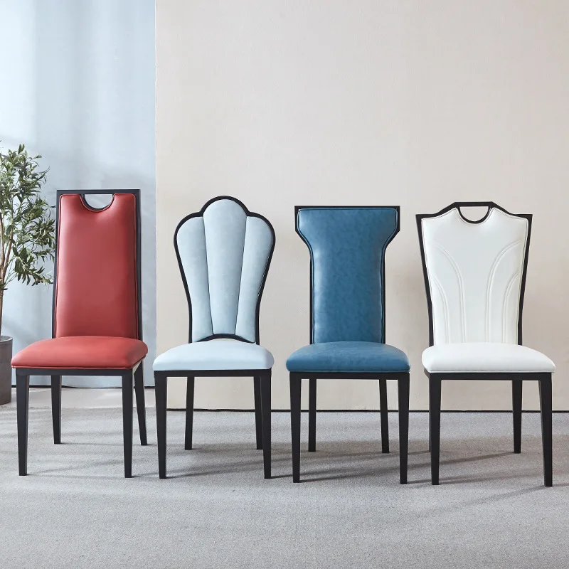 Dining Chair Light Luxury High Back Chair Hotel Chair Box Theme Restaurant Banquet Wrought Iron Hot Pot Restaurant